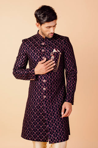 WINE EMBROIDERED INDO WESTERN
