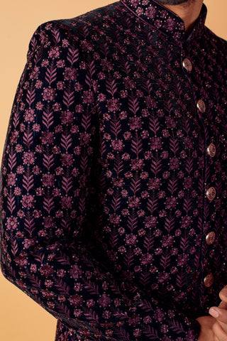 WINE EMBROIDERED INDO WESTERN