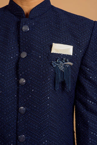 NAVY BLUE SEQUIN EMBROIDERED INDO WESTERN